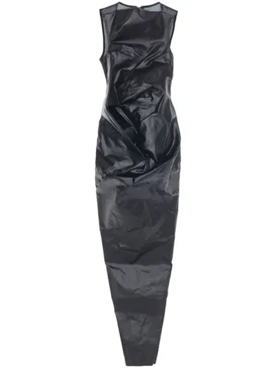 Rick Owens Black Elipse Denim Maxi Dress In 09 Black