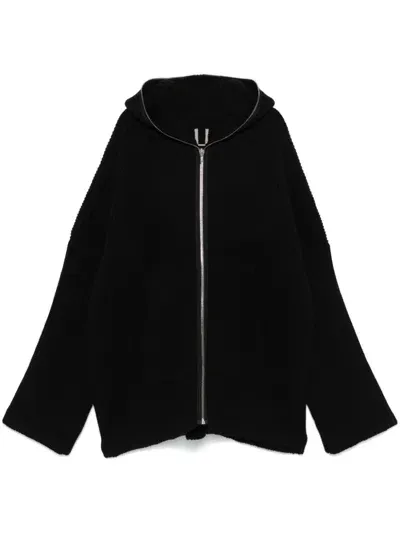 Rick Owens Gimp Hooded Cardigan In Black