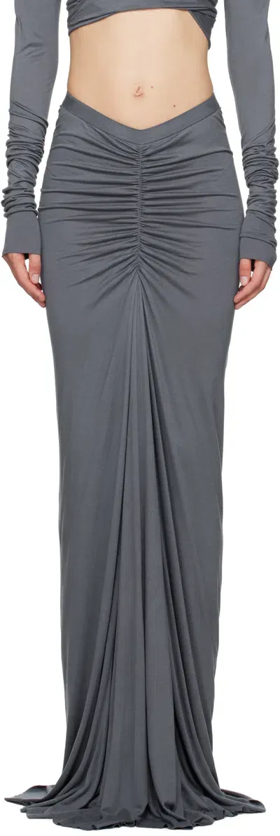 Rick Owens Gray Porterville Poppy Maxi Skirt In 138 Steel