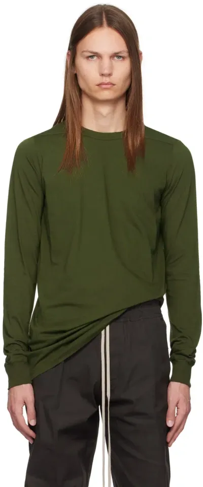 Rick Owens Green Porterville Level Long Sleeve T-shirt In 75 Forest