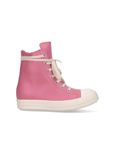 Rick Owens High-top Sneakers With Zip In Pink