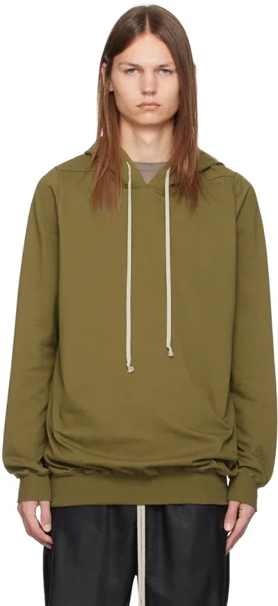 Rick Owens Khaki Heavyweight Hoodie In 35 Bean