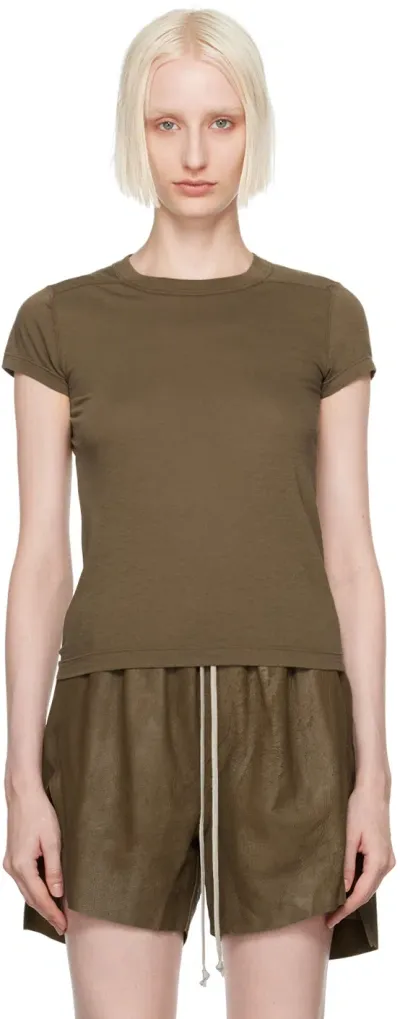 Rick Owens Khaki Porterville Cropped Level T-shirt In 35 Bean