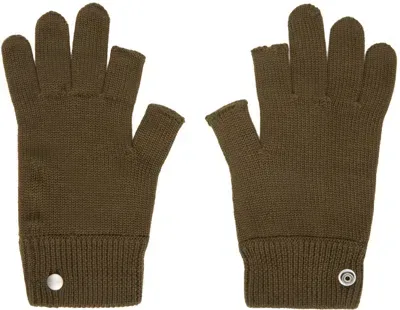 Rick Owens Khaki Porterville Touchscreen Gloves In 35 Bean