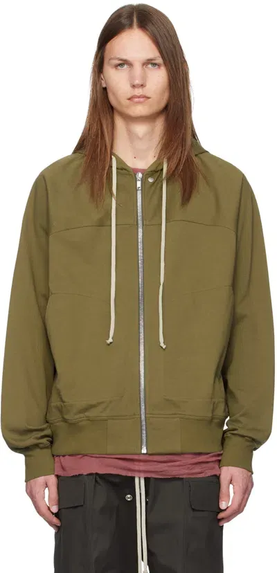 Rick Owens Khaki Windbreaker Hoodie In Green