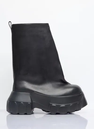 Rick Owens Knee High Oblique Mega Tractor Boots In Black