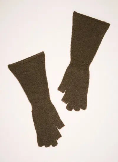 Rick Owens Knit Gloves In Brown