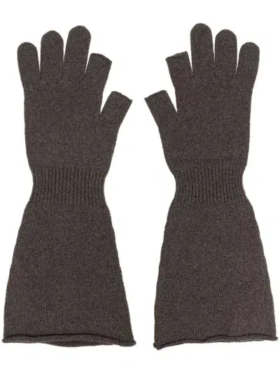 Rick Owens Knit Gloves In Grey