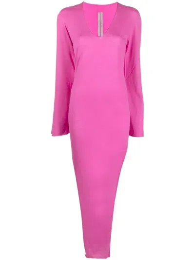 Rick Owens Knitted Cashmere Dress In Pink