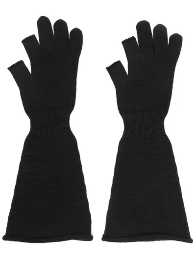 Rick Owens Knitted Gloves In Black