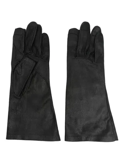 Rick Owens Leather Gloves In Black