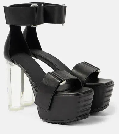 Rick Owens Leather Platform Sandals In Black