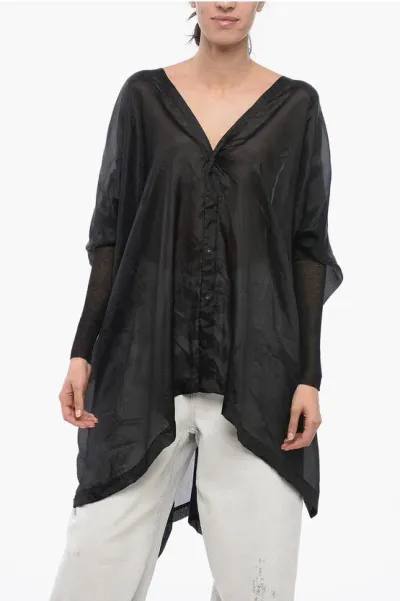 Rick Owens Lido Cotton Chiffon Zero Shirt With Cape Sleeves