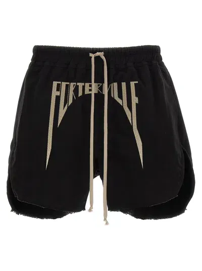 Rick Owens Frayed Hem Drawstring Shorts In 黑色的