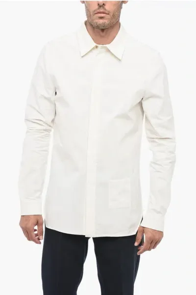 Rick Owens Luxor Cotton Office Shirt With Standard Collar In White