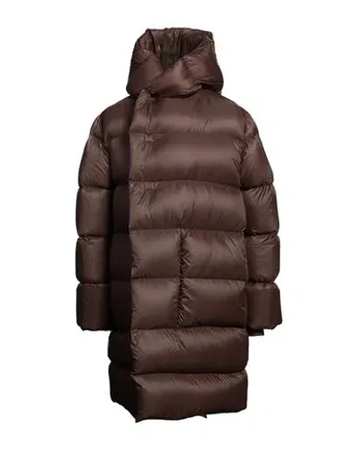 Rick Owens Luxor Quilted Down Coat In Brown