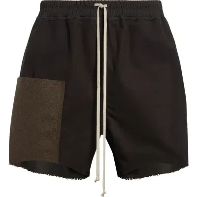 Rick Owens Mixed Media Boxer Shorts In Black/brown/black