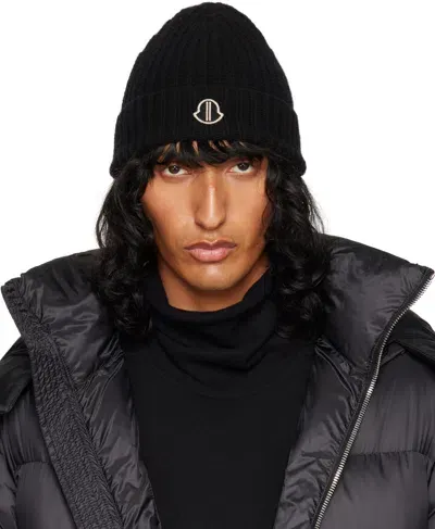 Rick Owens Moncler +  Black Beanie In 999 Black