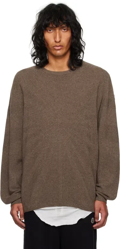 Rick Owens Moncler +  Gray Jumbo Round Neck Sweater In Brown