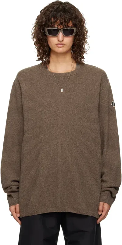 Rick Owens Moncler +  Gray Jumbo Round Neck Sweater In 25x Dust