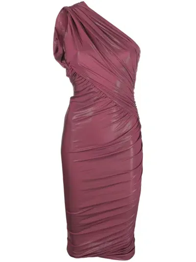 Rick Owens One-shoulder Draped Midi Dress In Pink