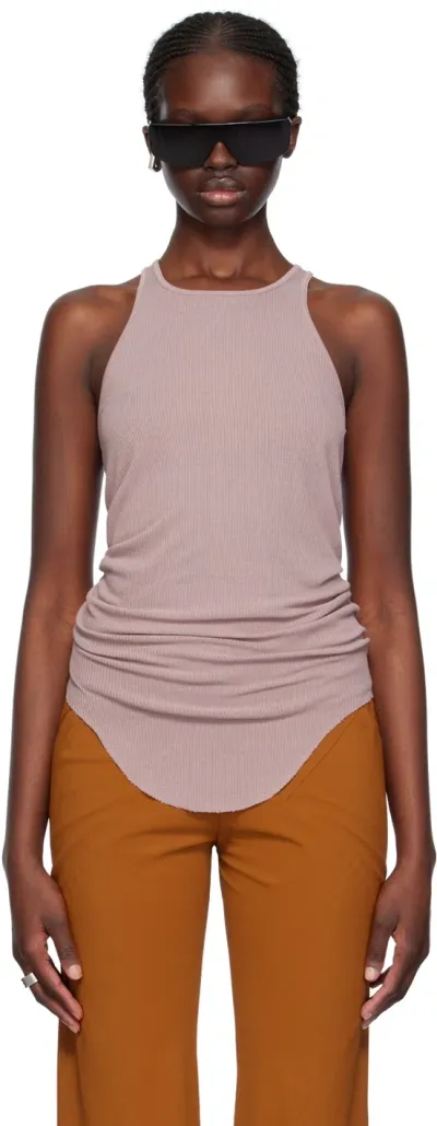 Rick Owens Pink Basic Rib Tank Top In 63 Dusty Pink