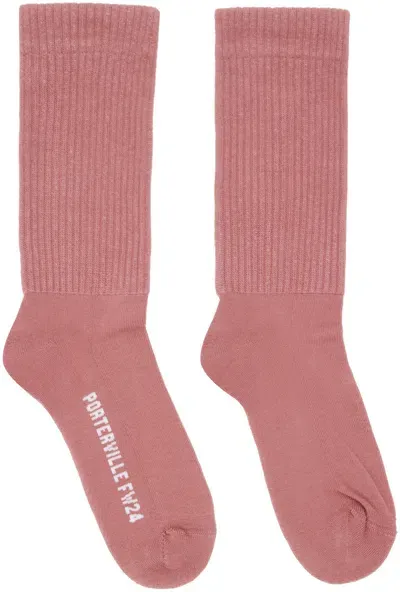 Rick Owens Pink Porterville Mid Calf Socks In 2311 Thulian/milk