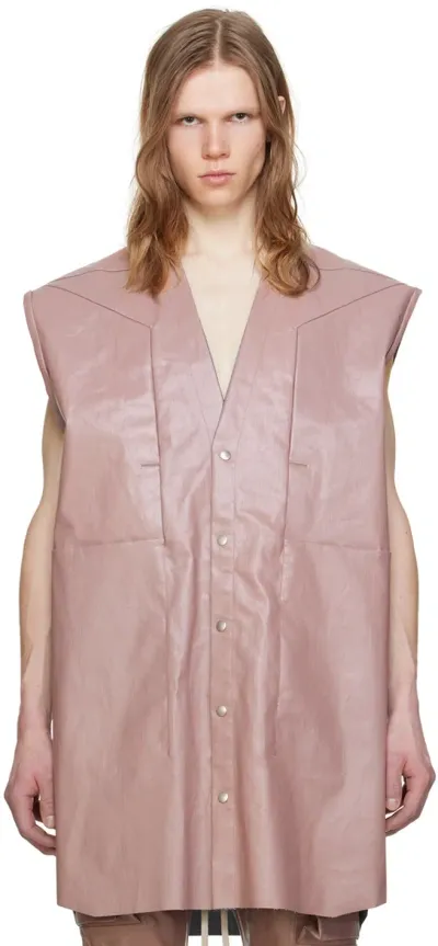 Rick Owens Pink Strobe Jumbo Denim Shirt In 63 Dusty Pink