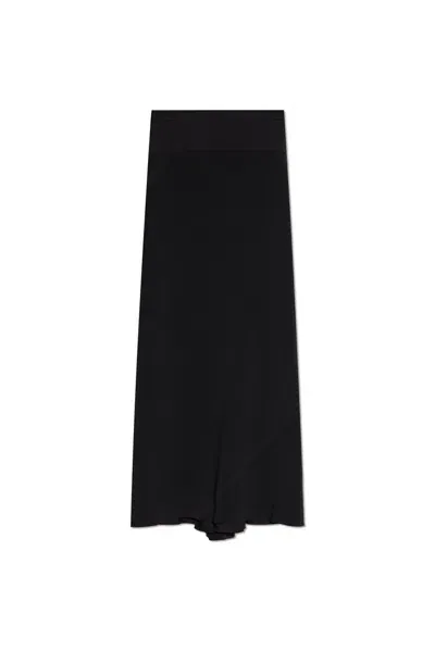 Rick Owens Pleated Midi Textured Skirt In Black