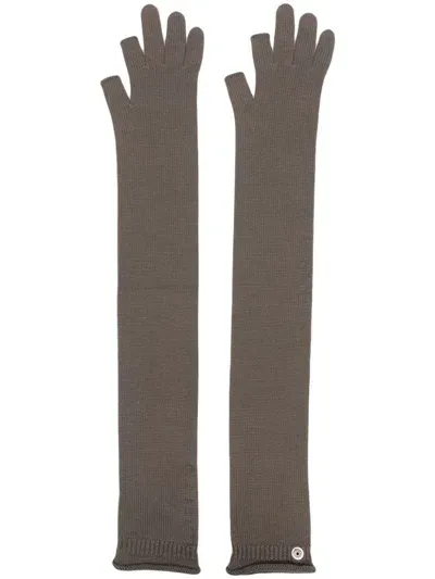 Rick Owens Porterville Long Gloves In Grey