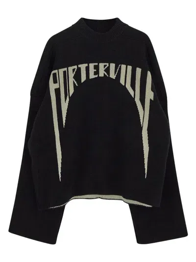 Rick Owens Porterville Intarsia Wool Jumper In Black