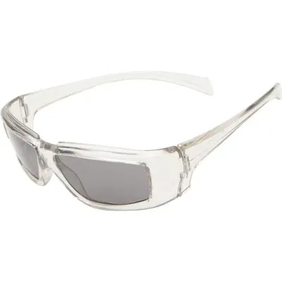 Rick Owens Rectangular Sunglasses In Trasp.temple/ Blk Lens