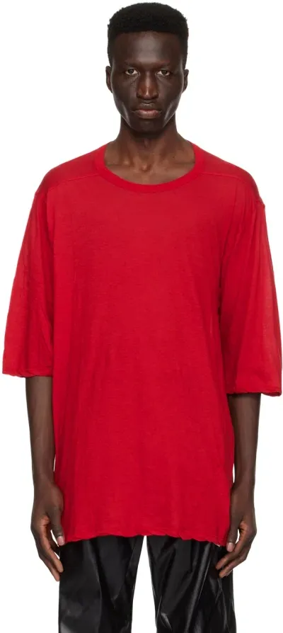 Rick Owens Red Crewneck T-shirt In 03 Cardinal Red