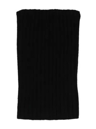 Rick Owens Ribbed-knit Tube Scarf In Black