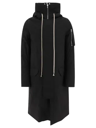 Rick Owens Hooded Padded Coat In Black