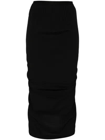 Rick Owens Shrimp Midi Skirt In Black