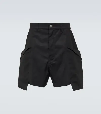 Rick Owens Stefan Cotton-blend Cargo Shorts In Dark Dust Black Wax Black