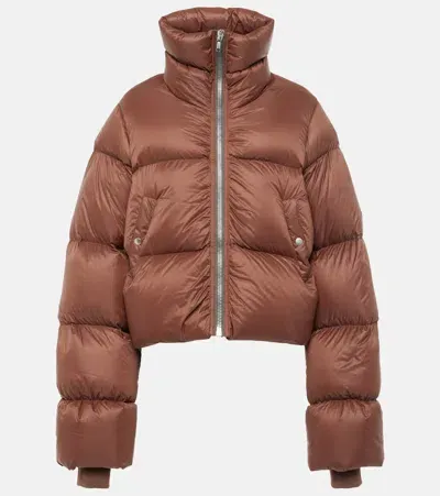 Rick Owens Turtle Oversized Cropped Down Jacket In Brown