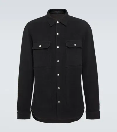 Rick Owens Virgin Wool Overshirt In Black