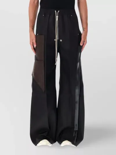 Rick Owens Wide Leg Pants With Zip And Eyelet In 090409 Black/brown/black