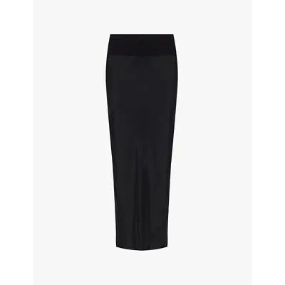 Rick Owens Side Slit Asymmetric Midi Skirt In Black