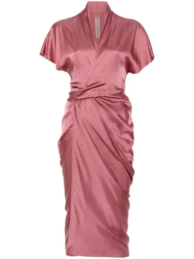 Rick Owens Wrap Maxi Dress In Pink