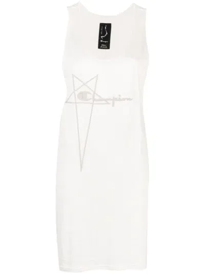 Rick Owens X Champion X Rick Owens Cotton Tank Dress In Weiss