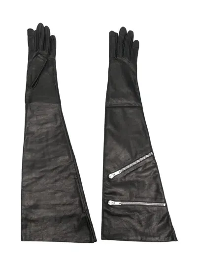 Rick Owens Zip-detailed Gloves In 黑色