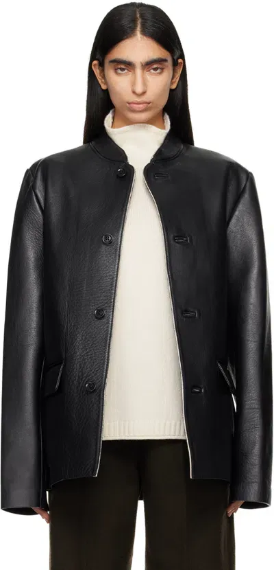 Rier Black Bonded Leather Jacket In Black Leather