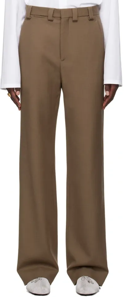 Rier Brown Virgin Wool Trousers In Castoro