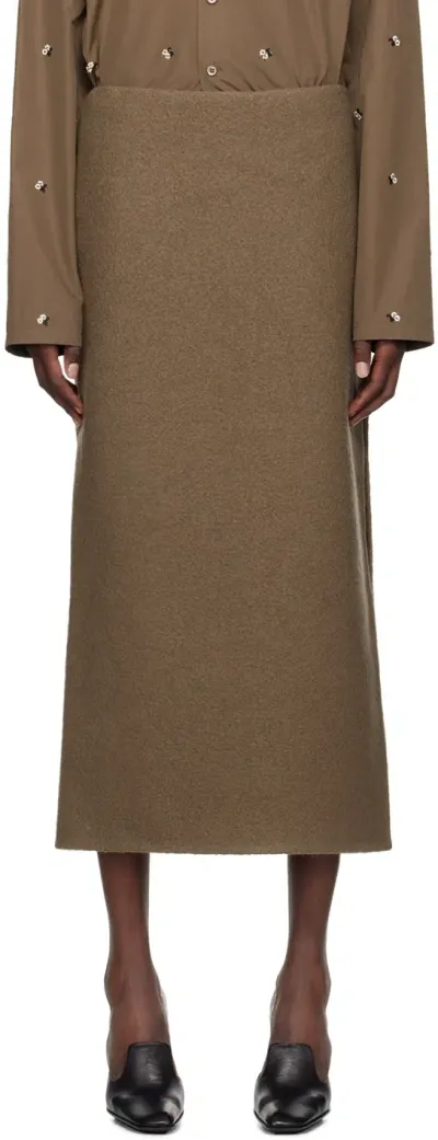 Rier Brown Walker Midi Skirt In Castoro