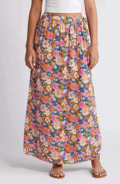 Rip Curl Kamari Floral Wrap Maxi Skirt In Pink Multi