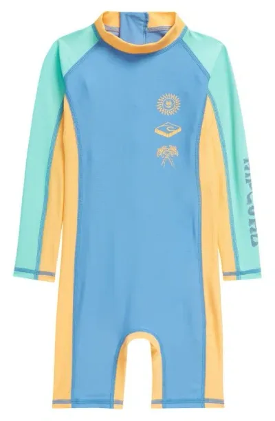 Rip Curl Kids' Mystic Long Sleeve One-piece Rashguard Swimsuit In Blue Yonder