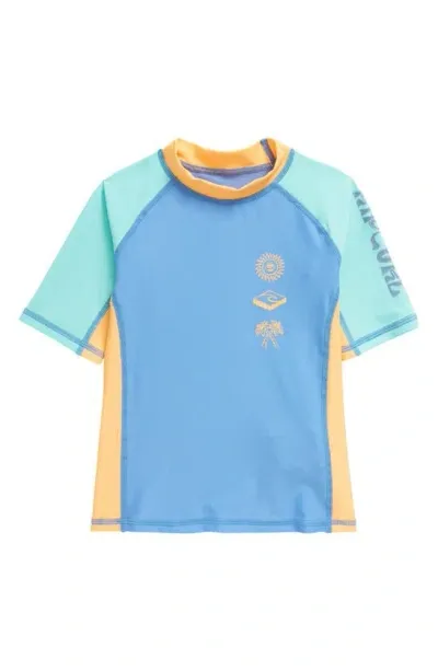 Rip Curl Kids' Mystic Waves Short Sleeve Rashguard In Blue Yonder